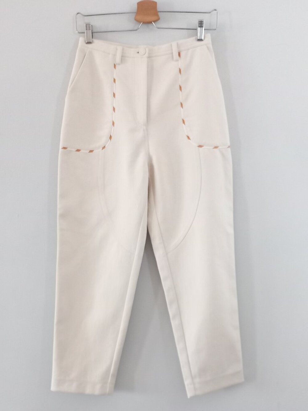 THE COAT by KATYA SILCHENKO cream cotton barrel leg pants